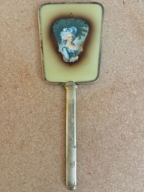 Vintage Marie Antoinette Hand Held Metal Mirror